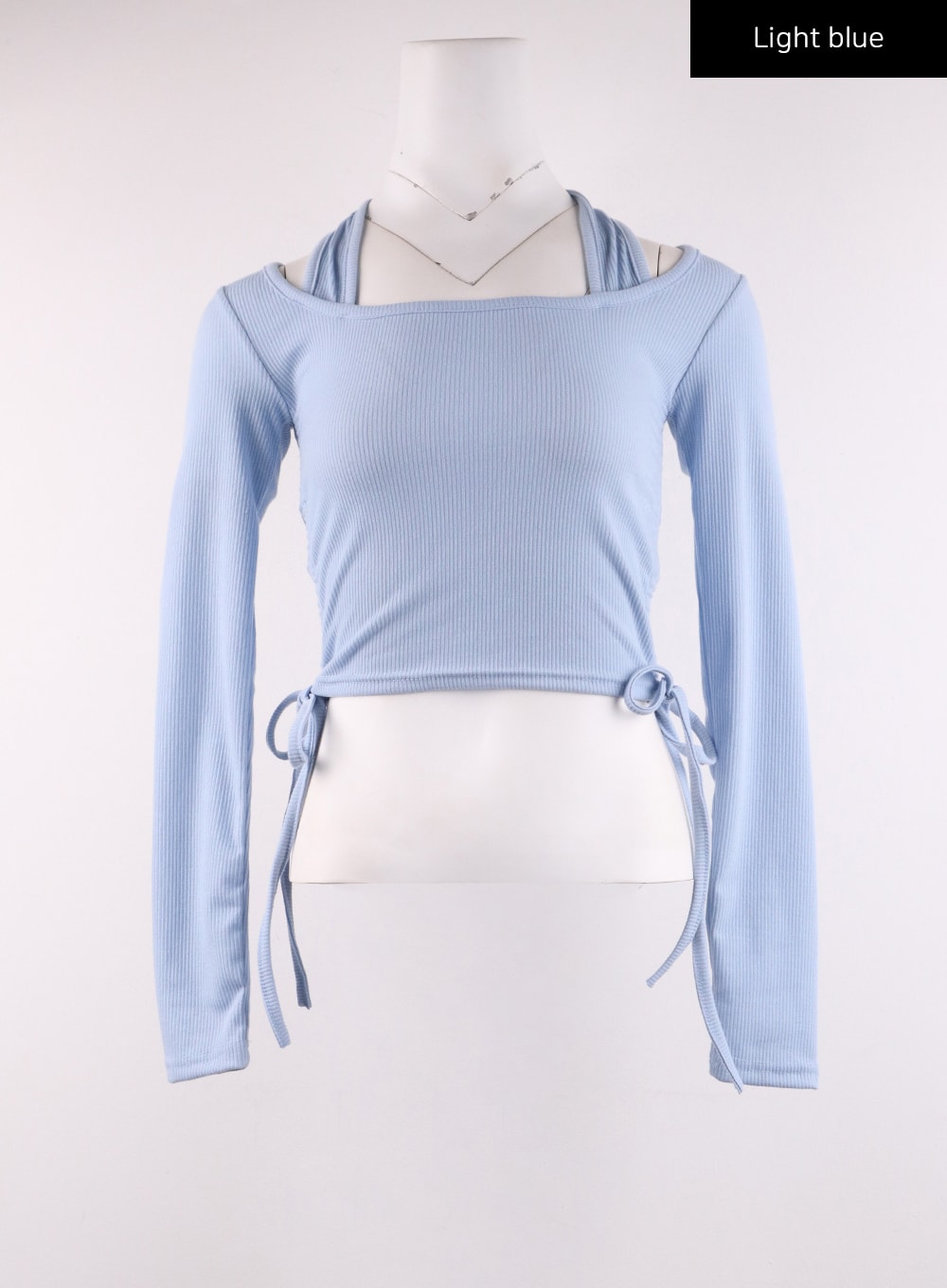 u-neck-layered-crop-top-ij430 / Light blue