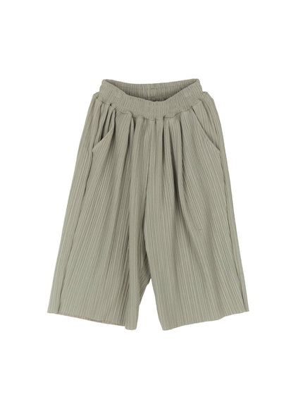 mens-pleated-wide-fit-shorts-iu512 / Light green
