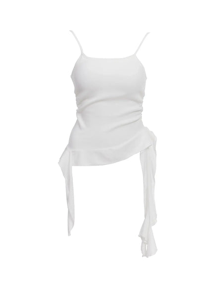 asymmetric-frill-long-tank-top-ic503 / White