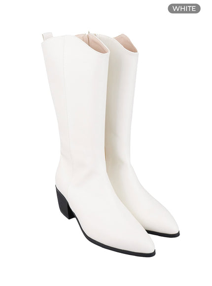 western-leather-middle-boots-is427 / White