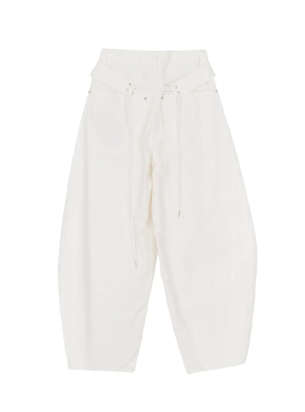 Back Corset Belt Wide-Leg Cotton Pants IA527