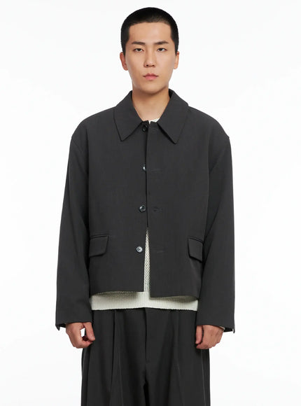 Men's Cropped Button-Up Jacket IS502