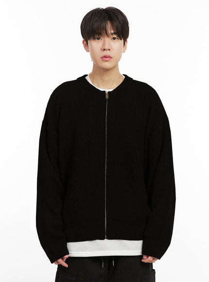 Men's Round Neck Zip-Up Sweater IJ517