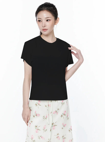 daily-sheer-short-sleeve-top-iy515 / Black