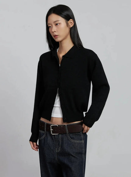 classic-collar-knit-cardigan-im520 / Black