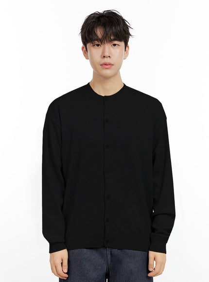 mens-loose-fit-buttoned-solid-top-in422 / Black