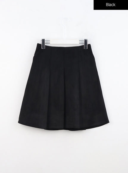 suede-pleated-midi-skirt-in310 / Black
