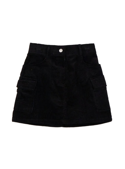 Corduroy Cargo Mini Skirt IJ510