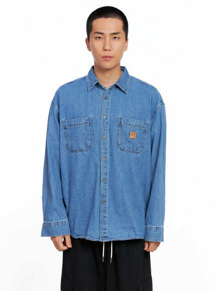 mens-denim-patch-pocket-shirt-is510 / Blue