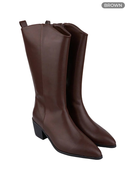 western-leather-middle-boots-is427 / Brown