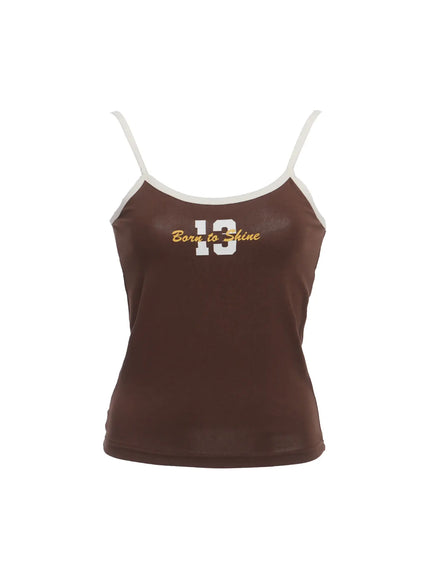 sporty-contrast-sleeveless-top-ic503 / Brown