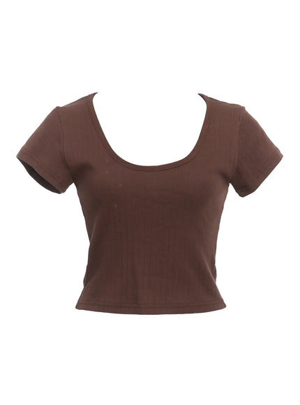 cotton-casual-scoop-tee-ic503 / Brown