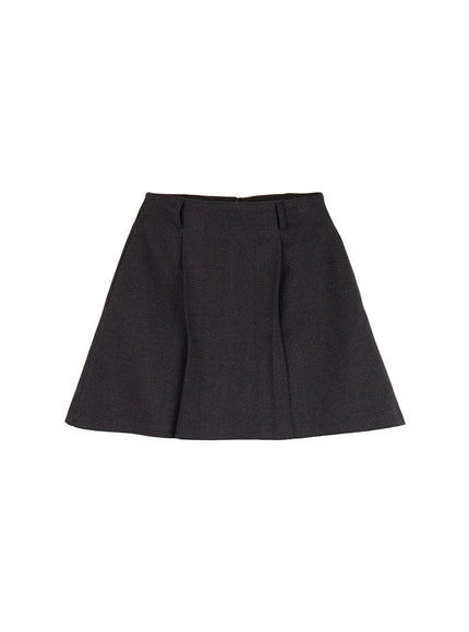 pintuck-a-line-mini-skirt-if505 / Dark gray