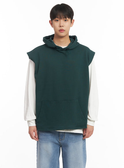 mens-oversized-hooded-vest-im517 / Dark green