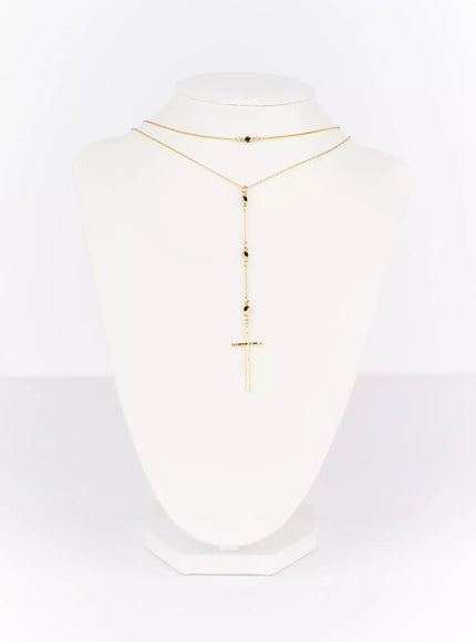 long-vintage-cross-necklace-set-if502 / Gold