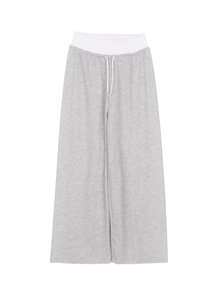 layered-wide-leg-sweatpants-iy504 / Gray