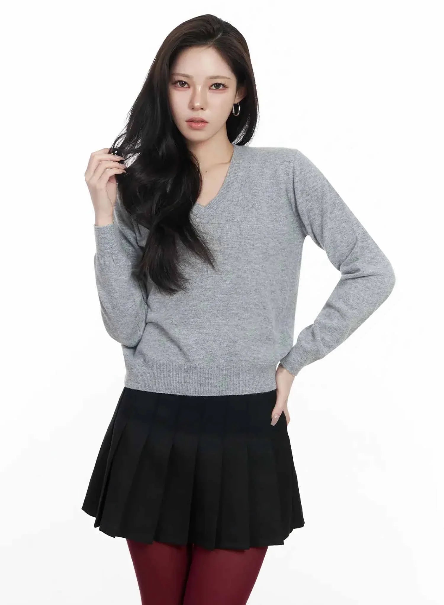 Simple Cashmere V-Neck Knit IJ528