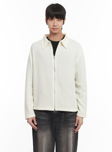 mens-zip-up-collared-cardigan-jacket-im518 / Light beige