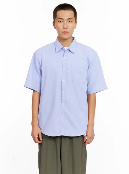 mens-short-sleeve-button-up-ig511 / Light purple
