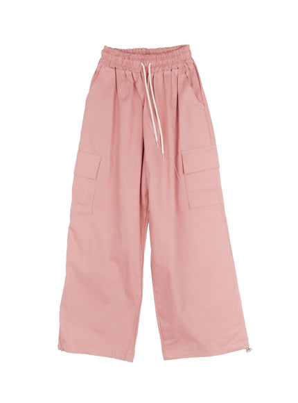 mens-drawstring-cargo-pants-is510 / Pink
