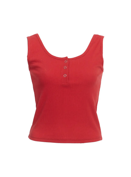buttoned-sleeveless-top-ic503 / Red