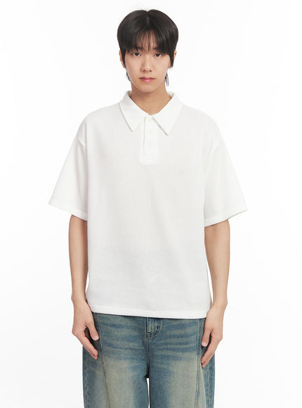 mens-collared-knitted-t-shirt-ia511 / White