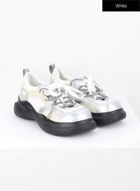 metallic-platform-sneakers-in308 / White