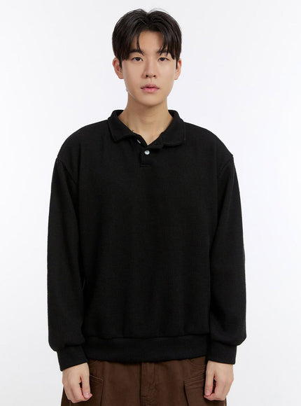 mens-essential-collared-sweatshirt-im525 / Black