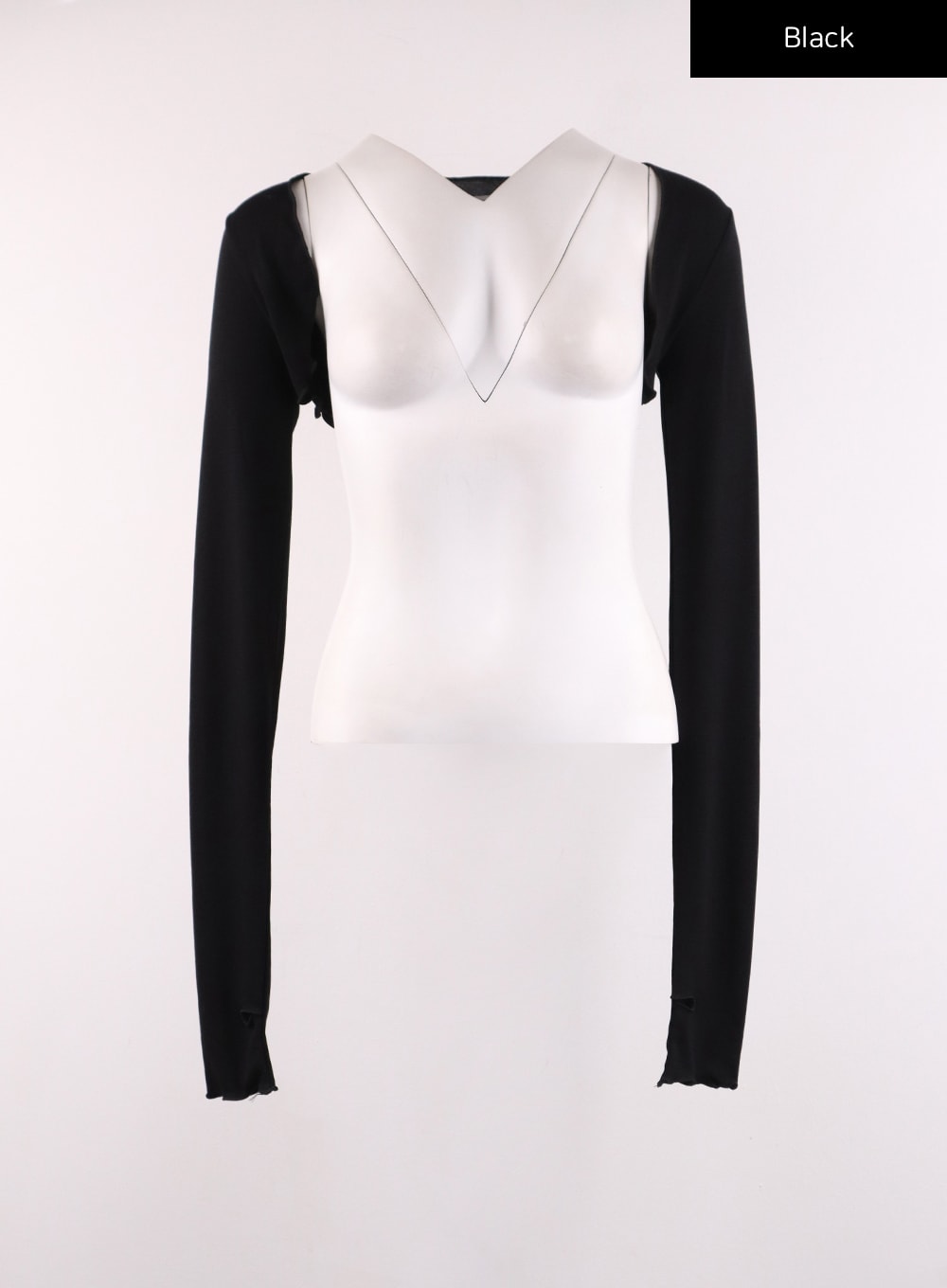 collarless-long-sleeve-shrug-ij430 / Black