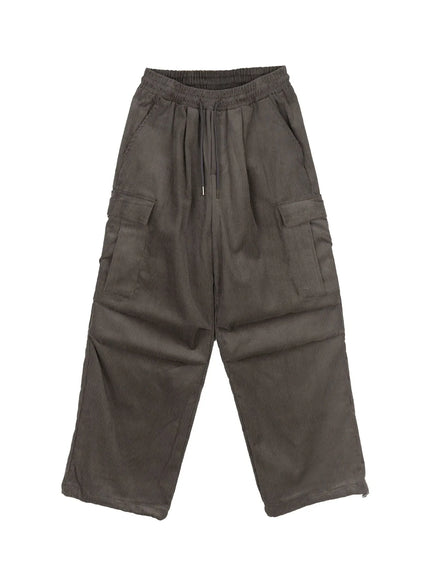 corduroy-wide-cargo-pants-ij521 / Gray