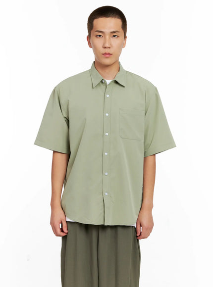 mens-short-sleeve-button-up-ig511 / Light green