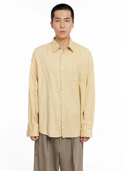 mens-classic-white-button-up-shirt-is502 / Light yellow