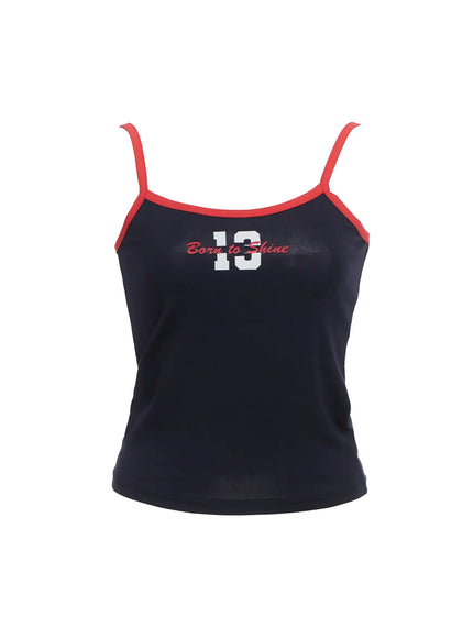 sporty-contrast-sleeveless-top-ic503 / Dark blue