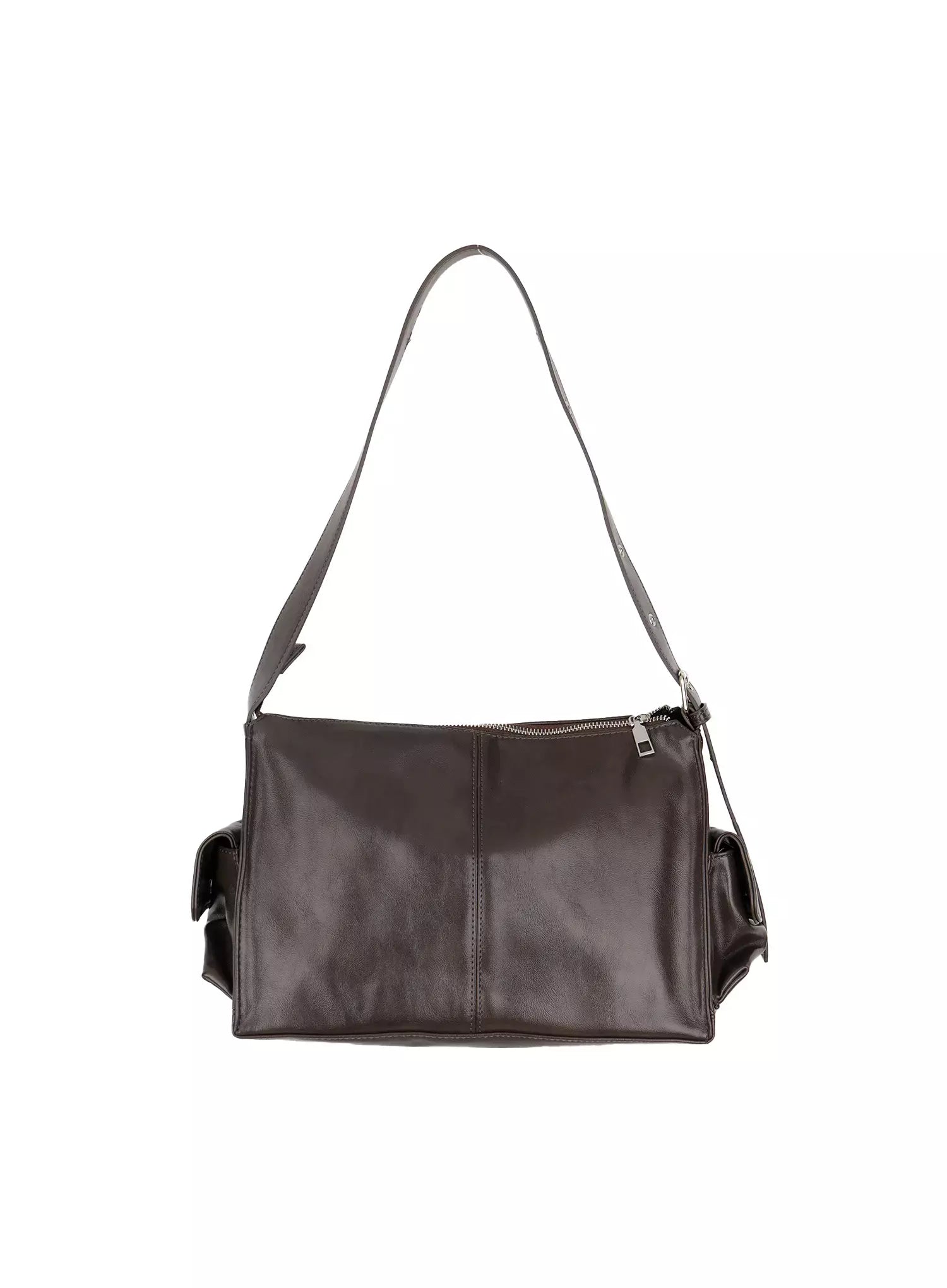 glossy-pocket-shoulder-bag-im509 / Dark gray
