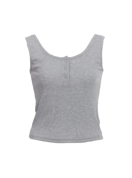 buttoned-sleeveless-top-ic503 / Gray