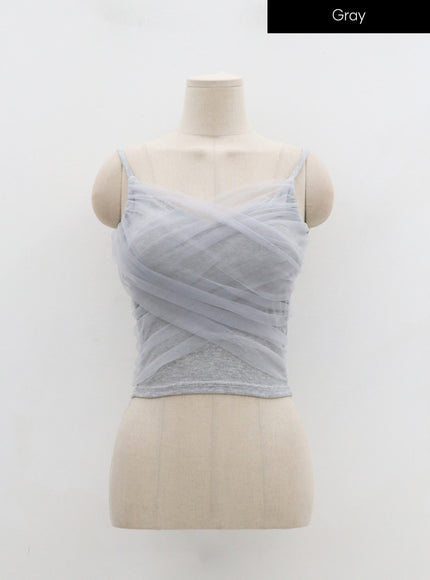 Mesh Detail Crop Sleeveless Top IN25