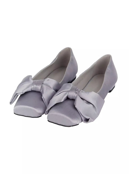 satin-bow-ballet-flats-im502 / Gray