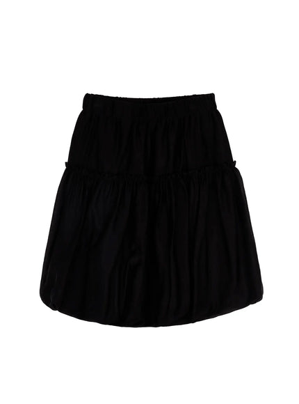 frill-balloon-midi-skirt-ia523 / Black