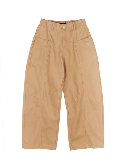 Men's Heart Embroidered Big Pocket Wide Leg Pants IJ514