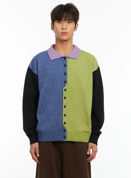 mens-colorblock-collared-cardigan-id511
