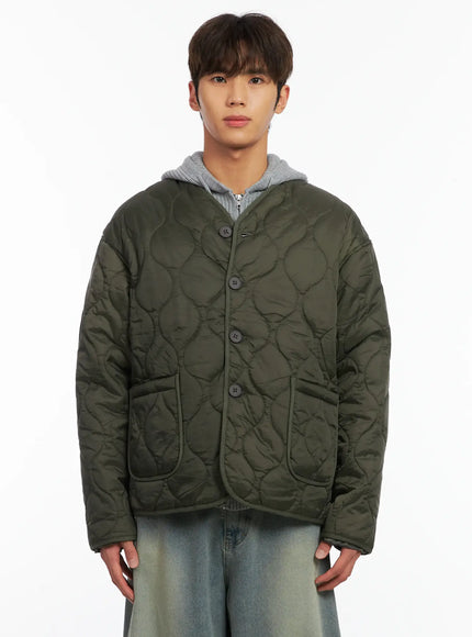 Men's Graphic Print Quilted Jacket ID511