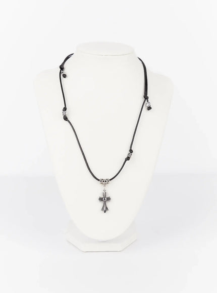 mens-adjustable-cross-pendant-necklace-ij512 / Silver