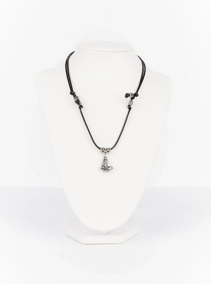 mens-adjustable-butterfly-pendant-necklace-ij512 / Silver