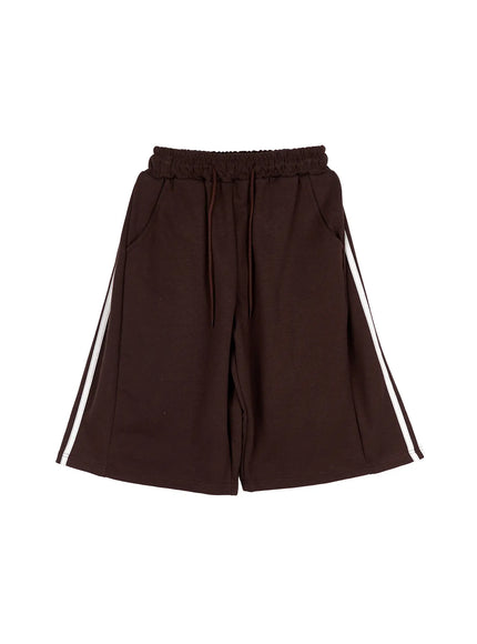mens-black-stripe-track-shorts-dark-brown-ia517