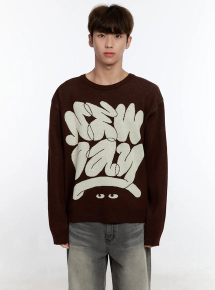 mens-casual-knit-crewneck-sweater-is530 / Brown