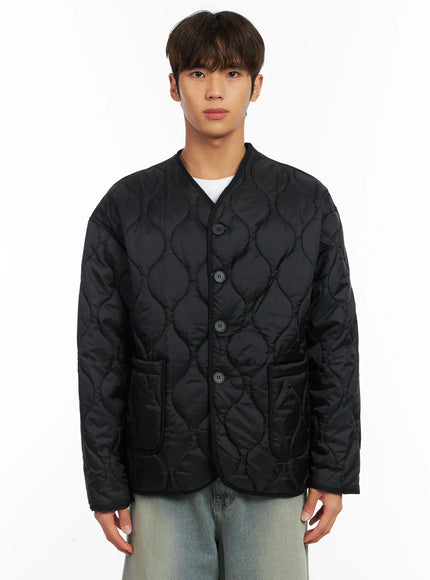 Men's Graphic Print Quilted Jacket ID511