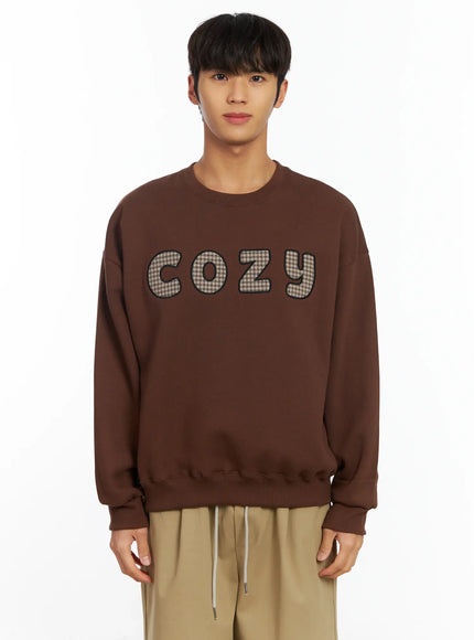 mens-embroidered-fleece-sweatshirt-if506 / Brown