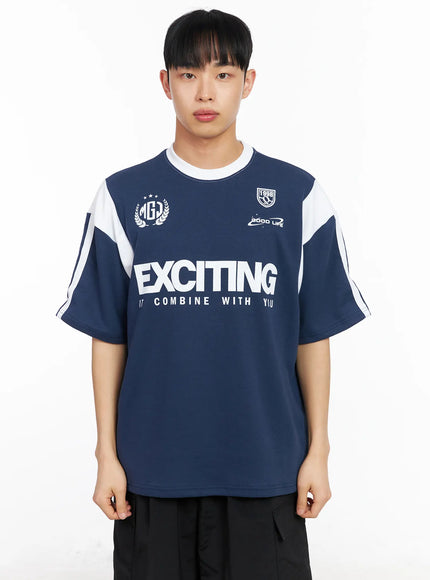 mens-graphic-varsity-t-shirt-ia502 / Dark blue