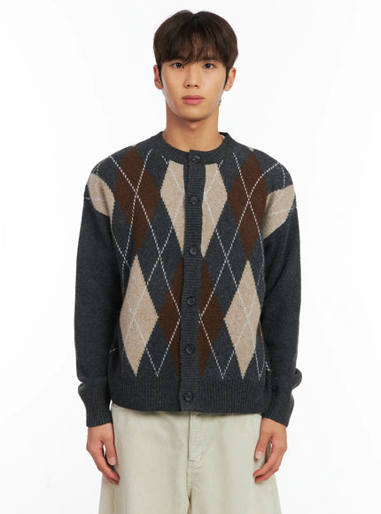 Men's Argyle Knit Cardigan ID511