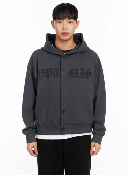 mens-graphic-button-up-hoodie-ia501 / Dark gray